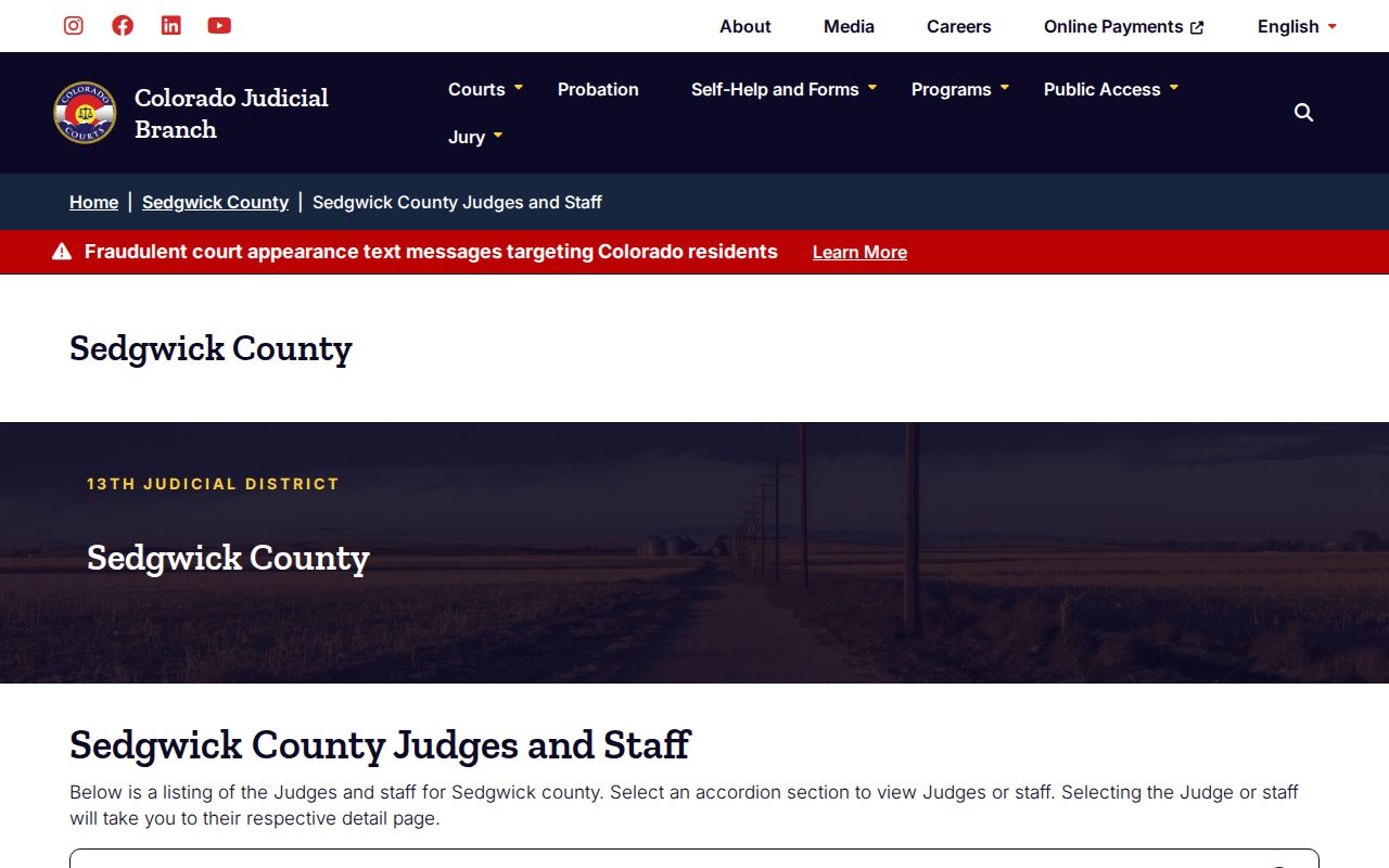 Sedgwick County warrant check judges and court staff page