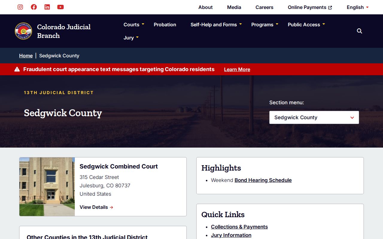 Sedgwick County warrant check trial court services page