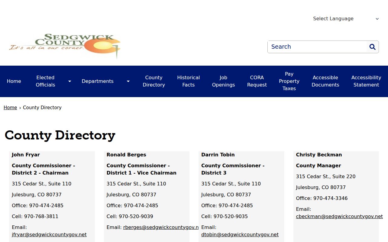 Sedgwick County warrant records office directory
